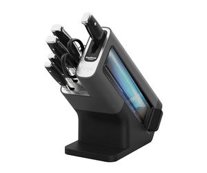 Bloc-couteaux Ninja Foodi StaySharp avec Affûteur, Ensemble de Couteaux 6 Pièces Aiguisés: Couteau de chef, à pain, à trancher, universel, à éplucher et ciseaux, en Acier Inoxydable, K32006EU