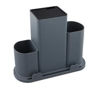 Bloc Couteaux Vide Carré, 4 en 1 Bloc à Couteaux Universel, Porte Couteaux de Cuisine Stable, Support Rangement Couteaux, Range Couteaux Grand Volume avec Trou Vidange & Fentes de Ustensiles (Gris)