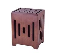 Bloc Couteaux Vide Porte-couteau De Cuisine En Bois Support Rangement Multifonctionnel Bloc Couteau Ménager Outil À Montage Mural Pour Organisateur(Walnut,18 * 14.8 * 24cm)