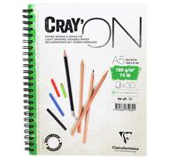 Clairefontaine 975030C Bloc Spiralé Cray'ON - 30 Feuilles Papier Dessin Blanc au Grain Fin - Feuilles Détachables - A5 14,8x21 cm 160g - Idéal pour le Dessin et le Croquis au Crayon
