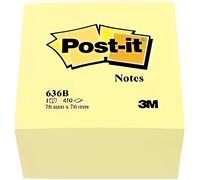 Bloc cube Post-it - 3M - Jaune - 76 x 76 mm - 450 feuilles - Idéal pour notes rapides