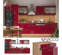 Bloc cuisine Cuisine intégrée R-Line 350 cm chêne bordeaux rouge Vicco