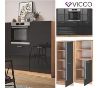 Bloc cuisine Cuisine intégrée R-Line chêne anthracite ultra-brillant Vicco
