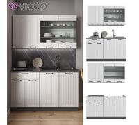 Bloc cuisine Kitchenette Fame-Line Style rustique 140 cm anthracite blanc Vicco