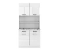 Vicco Bloc Cuisine R-Line, Blanc Haute Brillance, 100cm, PT Marbre