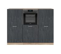 Bloc cuisine R-Line, 180 cm sans plan de travail, Béton noir/chêne doré, Vicco