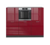 Bloc cuisine R-Line, 180 cm sans plan de travail, Bordeaux haute brillance/anthracite, Vicco