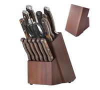 Bloc Cutter - Récipient en bois avec 14 compartiments pour outils, porte coupe-plan de travail, pour plan de cuisine, affûteur de cuisine, appartement, préparation, repas