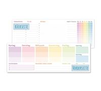 Bloc d'agenda hebdomadaire paper&you® sans dates fixes, « Rainbow » | Calendrier de bureau Bloc horizontal non daté comprenant un agenda, un Habit-Tracker, une liste de choses à faire
