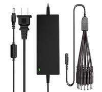 Bloc d'alimentation 12 V 5 A Adaptateur AC DC + câble d'alimentation répartiteur 8 voies pour caméra de sécurité CCTV DVR NVR HVR (analogique, AHD, IP), bande lumineuse LED RVB 5050 3528, prise 5,5 mm