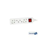 Bloc d'alimentation 4 ports 2x Type F allemand + 2x Euro avec interrupteur et sécurité enfant blanc 1,5 m