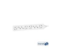 Bloc d'alimentation 8 ports 4x type F allemand + 4x euro avec sécurité enfant blanc 1,5 m