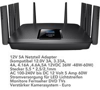 Bloc d'alimentation Chargeur 12V pour Linksys MaxStream AC5400 MR9600 MUMIMO Double Bande WiFi AX6000 AC1900 AC4000 NETGEAR R6250 F9K113BBY Mesh WiFi Gigabit Router Alimentation setcteur