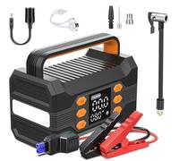 Bloc d'alimentation DéMarreur Saut avec Compresseur d'air, 150 PSI 10000 mAh 5 en 1 Batterie Externe DéMarrage d'urgence Voiture (pour Voiture à Essence 12 V 8,0 L/7,0 L Diesel)(Black)