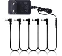 Bloc d'alimentation pour pédale Bass - 9V DC 1000mA - 1A - et répartiteur d'alimentation 5 voies avec connecteur à angle droit