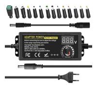 Bloc d'alimentation réglable 3 à 24 V 3 A 72 W | Adaptateur d'alimentation universel 100 V-240 V CA vers CC Transformateur convertisseur avec 14 conseils, indicateur de tension LED et câble de