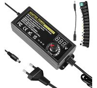 Bloc d'alimentation réglable 3 V - 24 V - Adaptateur d'alimentation réglable avec indicateur de tension LED et 14 pointes - Adaptateur secteur universel 3 A 72 W pour électronique domestique - Moteur