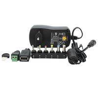 Bloc d'alimentation universel 3-12 V DC, 1,5 A, 18 W avec 6 fiches + adaptateur USB et terminal