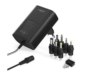 Bloc d'alimentation universel ANSMANN APS 1500 / pour multiples appareils électriques de 3 à 12 Volts / utilisable dans le monde entier / livré avec 7 connecteurs interchangeables de sortie différents / jusqu'à 1500mA max.