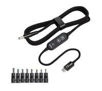 Bloc d'alimentation USB C 5,5 mm CC 100 W avec 5 V/12 V/15 V/19 V/20 V Sortie multiple USB vers cordon d'alimentation directe, 8 adaptateurs pour ordinateur portable de charge avec type C