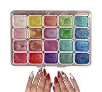 Bloc d'aquarelle - Ensemble de peinture aquarelle | Blocs de peinture aquarelle | Kit de peinture artistique pour débutants amateurs de dessin et artistes 20 couleurs nacrées dans une boîte portable