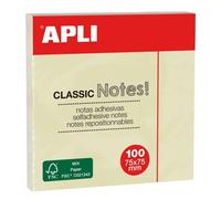 APLI Notes adhésives 10975 - 75 x 75 mm - Bloc 100 feuilles - Jaune