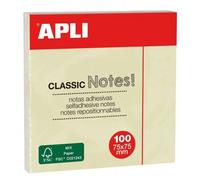 APLI Notes adhésives 10975 - 75 x 75 mm - Bloc 100 feuilles - Jaune