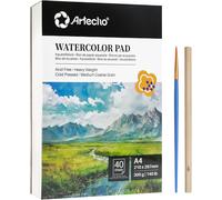 Bloc De 40 Feuilles De Papier Aquarelle A4, Cahier Dessin Avec Pinceau Aquarelle Et Crayon, Papier Aquarelle 300 G/M², Carnet De Croquis Aquarelle Pour Peinture, Croquis Et Techniques Mixtes