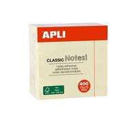 APLI Notes adhésives 75 x 75 mm – Bloc de 400 feuilles couleur jaune