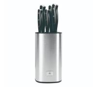 LAGUIOLE, Bloc de couteaux de cuisine avec 5 lames en acier 3CR13, Modèle Gleam, finition miroir, design moderne, taille compacte 12x12x21,5 cm, couleur noir