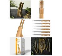 Bloc De 6 Couteaux À Steak En Bois D'acacia Aux Finitions De Qualité