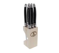 Bloc de 6 couteaux steak Jean Dubost Laguiole® manches en ABS noir