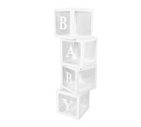 Bloc de Ballons, 4 Pièces, Design Transparent Léger, Stockage à Long Terme, Boîte de Décoration de Lettres, Assemblage Facile pour Demande en Mariage (WHITE)