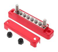 Bloc de Bornes Automobile Rouge en Cuivre, Acier Inoxydable et PC | Flux de Courant Optimisé, Montage Compact, pour Bateaux, Camping-cars et Connexions de Masse