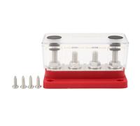Bloc de bornes Post-borne, Bloc de Distribution de Puissance, avec 4 × m8 m8, 150a Bar de l'autobus 12-48V, Laiton ni plaqué avec Couvercle, Accessoire approprié pour Le Camion RV (Rouge)