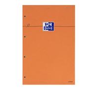 Bloc de bureau Oxford 21 x 31,5 cm agrafé orange perforé - ligné 8 mm - 80 feuilles