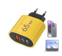 Bloc de Charge,Prise Sécurisée 3 Ports 65W - Adaptateur de Prise USB A Bloc de Charge,pour Téléphone Tablette Ordinateur Portable Maison Bureau Voyage Hôtel Dortoir Intérieur Extérieur