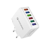 Bloc de Charge Rapide, Brique de Charge Rapide, Chargeur de Voyage, 6 Ports USB, Bloc de Prise de Charge, Adaptateur de Prise, tête de Seau de Charge