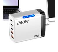 Bloc de charge rapide | Cube de charge rapide 240 W - Chargeur de téléphone portable 5 prises avec voyant lumineux - Pour smartphones, ordinateurs portables, tablettes, maison, déplacements, hôtels
