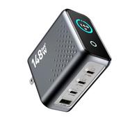 Bloc de charge rapide USB C pliable 148 W, 4 ports GaN III avec écran intelligent, hub PD PPS 140 W pour plusieurs appareils MacBook Pro/Air, iPad, iPhone Pro Max, Galaxy, Dell, HP
