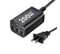 Bloc de charge USB C 200 W, station de charge rapide GaN à 6 ports, hub de chargeur USB multi-ports pour plusieurs appareils, MacBook, iPad, iPhone, ordinateur portable, téléphone portable Galaxy