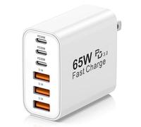 Bloc de charge USB C, 65 W, 6 ports, bloc de charge USB C, chargeur mural pour iPhone, charge rapide, multiport de type C PD+prise d'alimentation QC pour tous les iPhone 17, 16