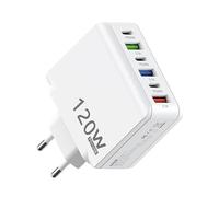 Bloc de chargement de type C, chargeur mural USB C | Adaptateur de prise murale 120 W - Hub de bloc de chargeur à charge rapide, Cube de bloc de charge multiport avec 3 USB C et 3 USB A pour plusieurs