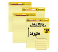 Bloc de chevalet super collant Post-it, feuilles de 25 po x 30 po, papier jaune avec lignes, 30 feuilles/bloc, 4 blocs/paquet, idal pour les ens