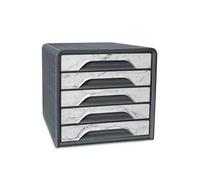 CEP Bloc de classement Module Organisateur 5 tiroirs Rangement documents Bureau Smoove Mineral Gris orage imprimé Marbre Gris