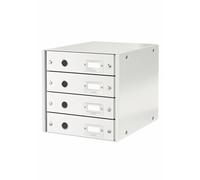 Bloc de classement Leitz Click & Store 4 tiroirs 2,8kg par tiroir finition PP laquée blanc avec porte-étiquette