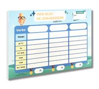 Bloc de conjugaison CE1 CE2 CM1 CM2-50 tableaux de verbes à compléter | 50 feuilles à remplir d’entraînement pour enfants. Exercices Français verbe et temps du CE1 au CM2 début collège 6e 5e