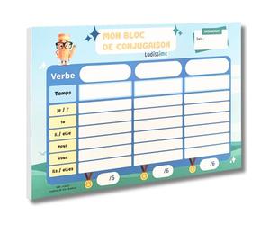 Bloc de conjugaison CE1 CE2 CM1 CM2-50 tableaux de verbes à compléter | 50 feuilles à remplir d’entraînement pour enfants. Exercices Français verbe et temps du CE1 au CM2 début collège 6e 5e