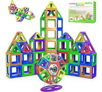Bloc de Construction - Bloc Construction Magnetique Éducatifs STEM pour Enfants, Apprentissage Préscolaire Sensoriel Montessori Jouets Magnétiques pour Garçons & Filles dès 3 Ans - 96 Pièces