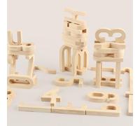 Bloc De Construction Créatif En Bois Pour Enfants, Lettres Et Chiffres, Autocollant Magnétique Pour Réfrigérateur